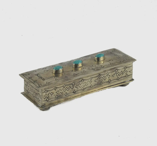 Stamped Eyeglass Box w/ Turquoise