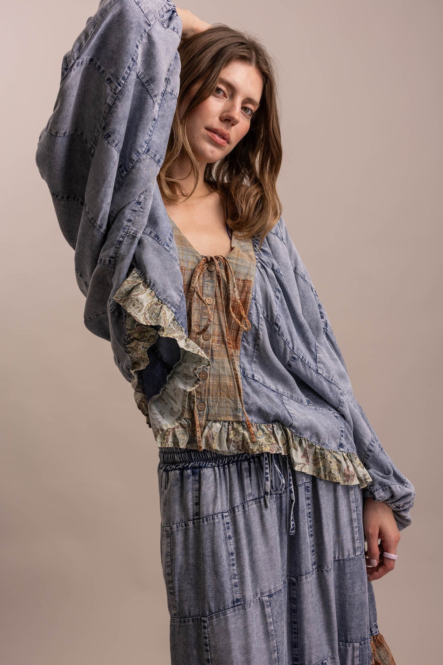 Denim Tiered Ruffle Skirt OR Top