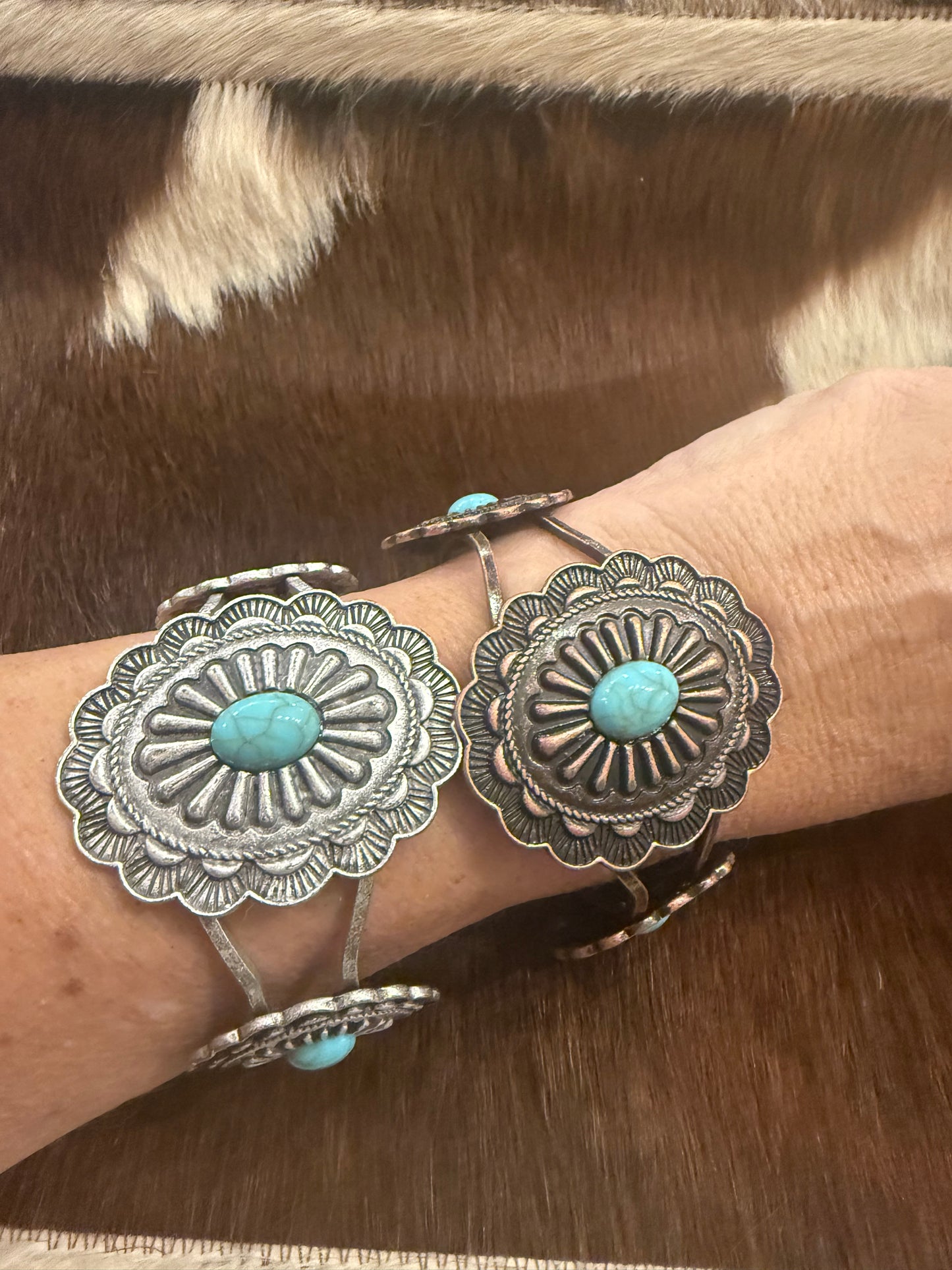 Turquoise Flower Concho Bracelet