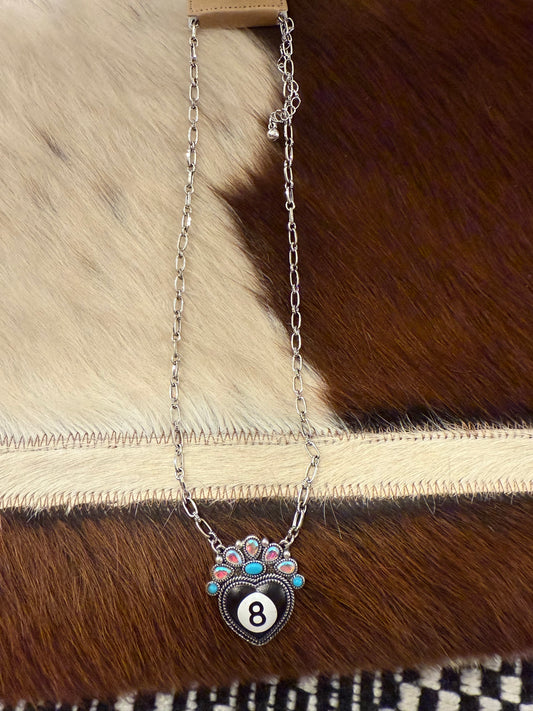 8 Ball Heart Necklace