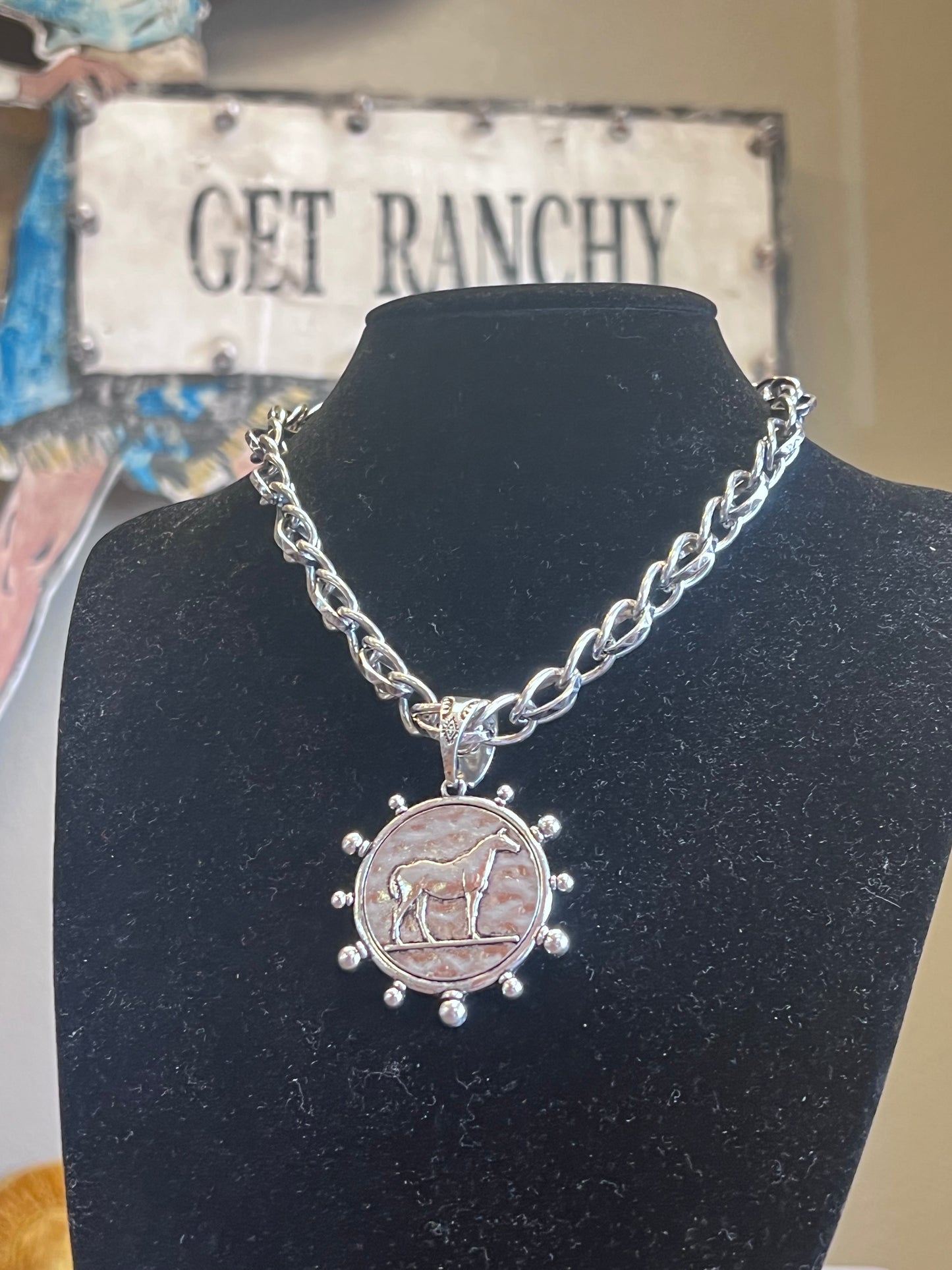 Horse Coin Pendant Necklace