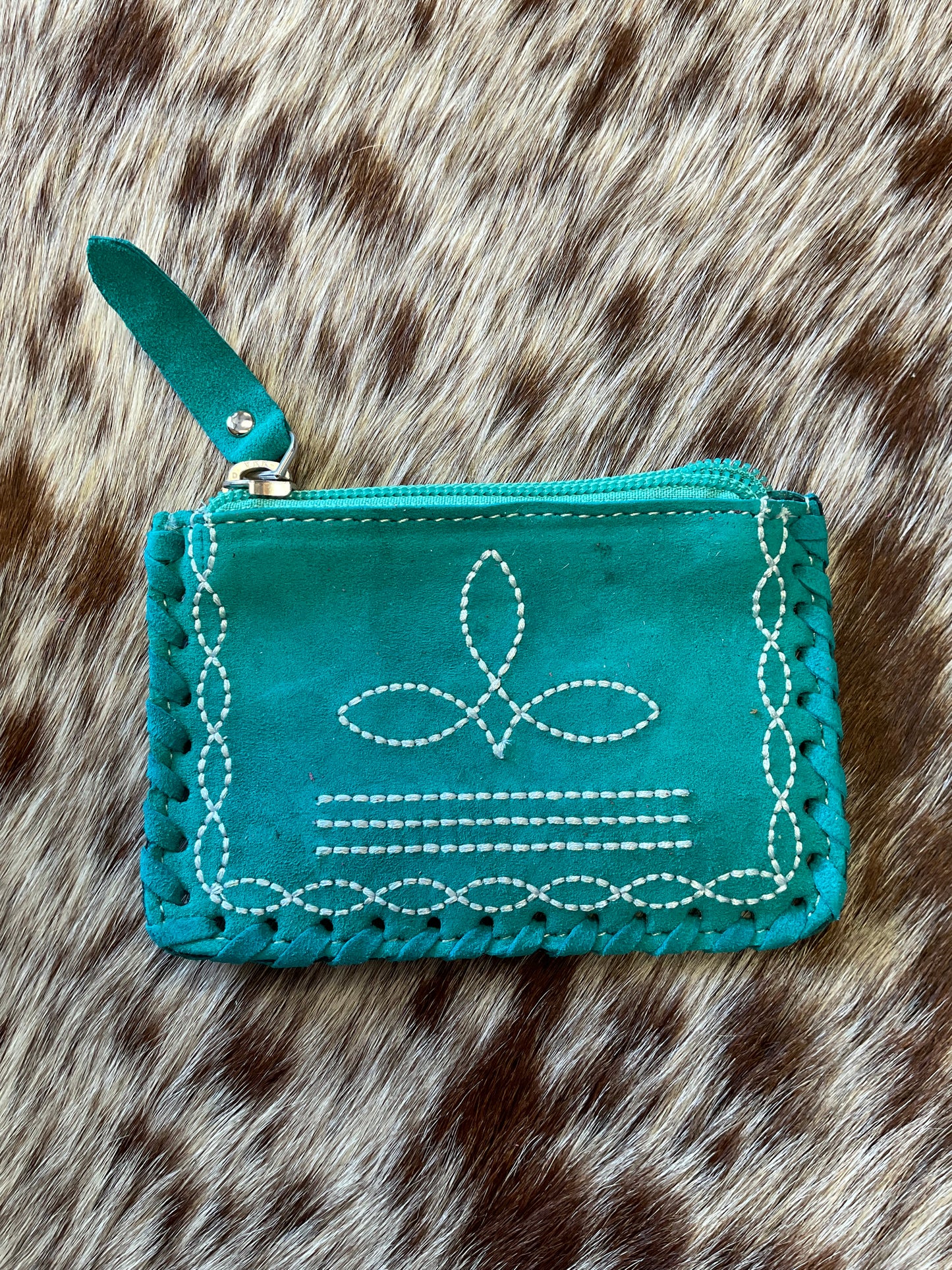 Suede Boot Stitch Coin Pouch