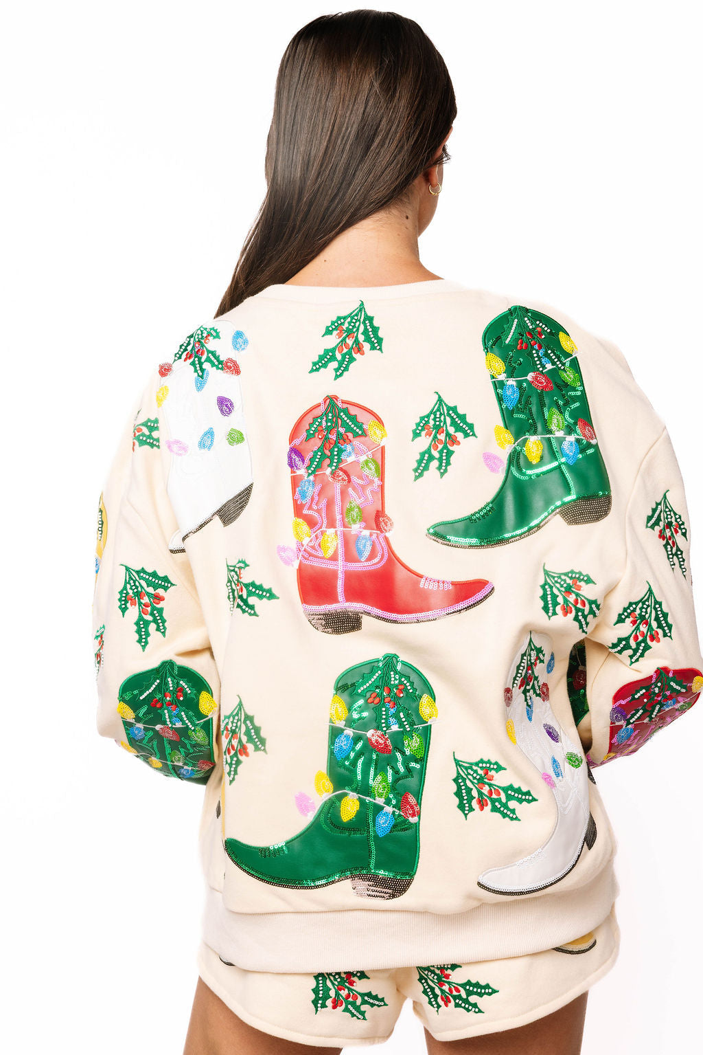 Queen Of Sparkles Beige Multi
Christmas Cowboy Boots Sweatshirt