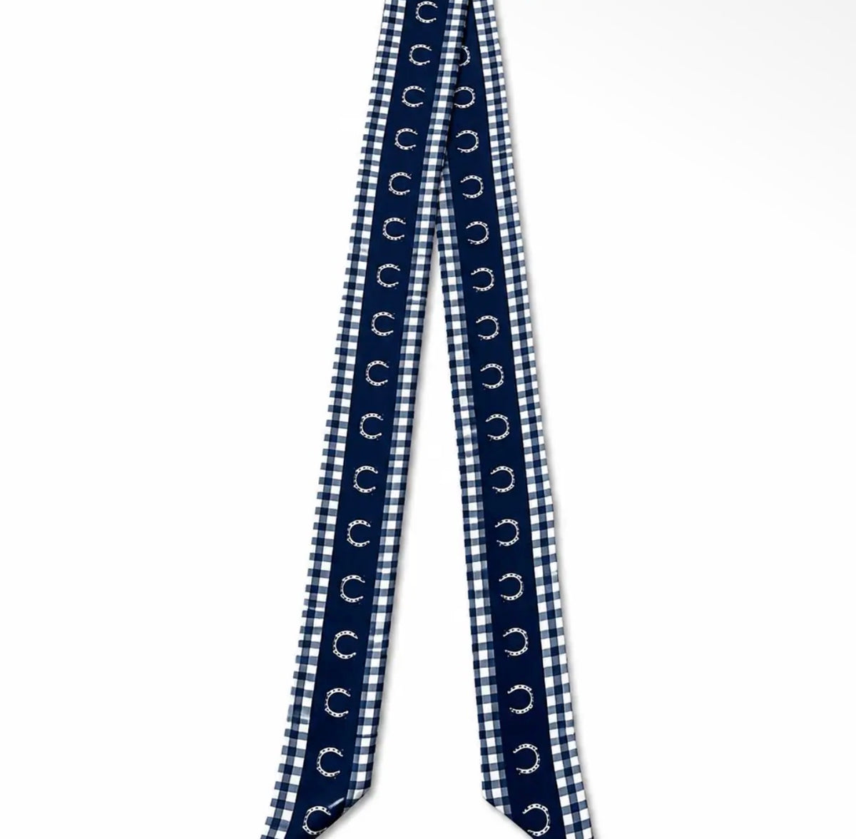 100% Silk Twilly Scarf with Horsehoe and Gingham