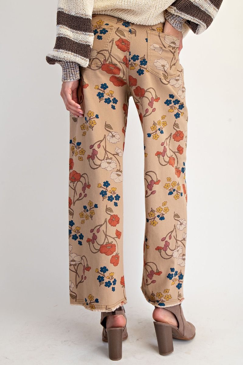 FLORAL PRINTED WASHED
STRETCH TWILL PANTS