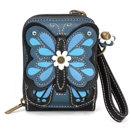 CUTE-C - CREDIT CARD HOLDER / WALLET WRISTLET - BLUE BUTTERFLY