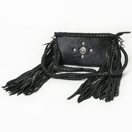 Mini Fringe Crossbody - Braided Leather & Turquoise Concho