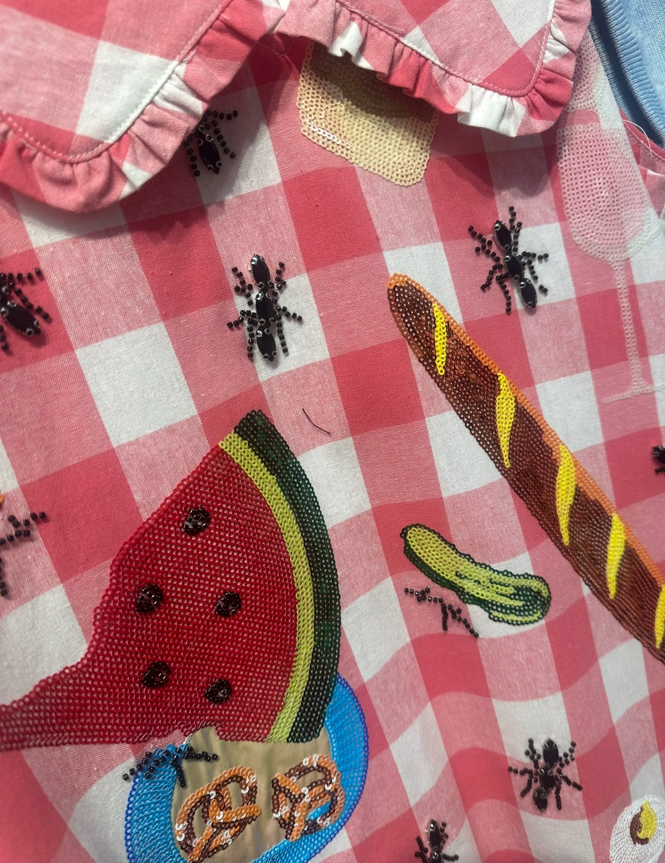 Queen Of Sparkles Red Plaid Picnic Table Collared Dress