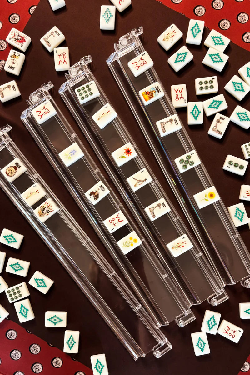 WILD WEST MAHJONG SET, INCLUDES TILES, RACKS (4), TILE BAG, AND MAT