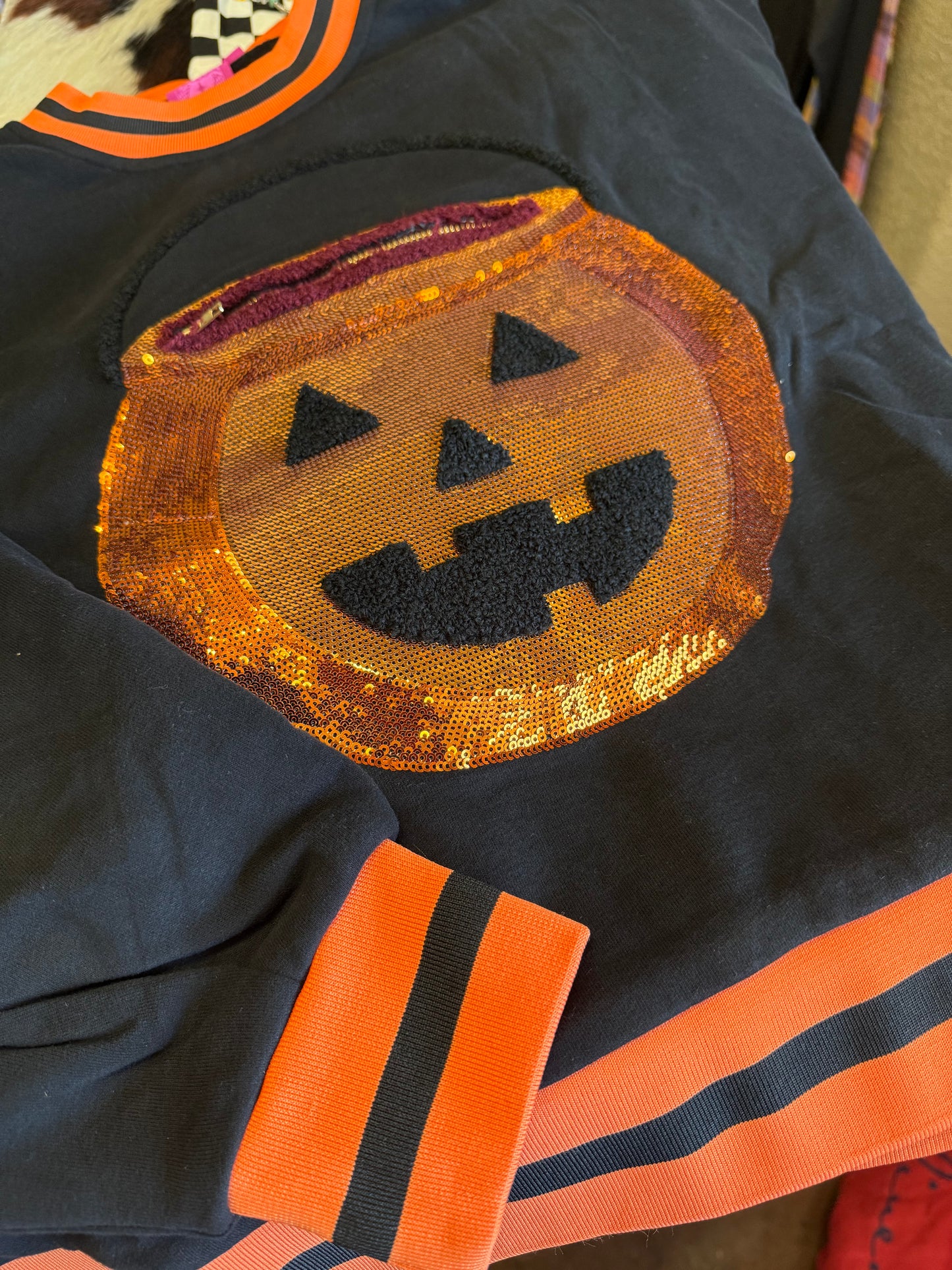 Queen Of Sparkles Black Halloween Pumpkin Candy Bucket Sweatshirt