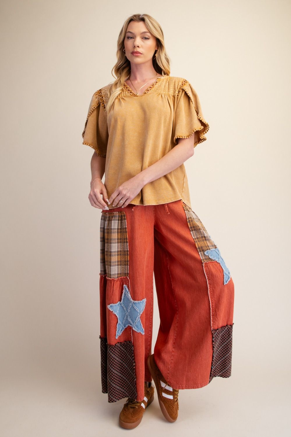 TULIP SHORT SLEEVES WASHED KNIT TOP