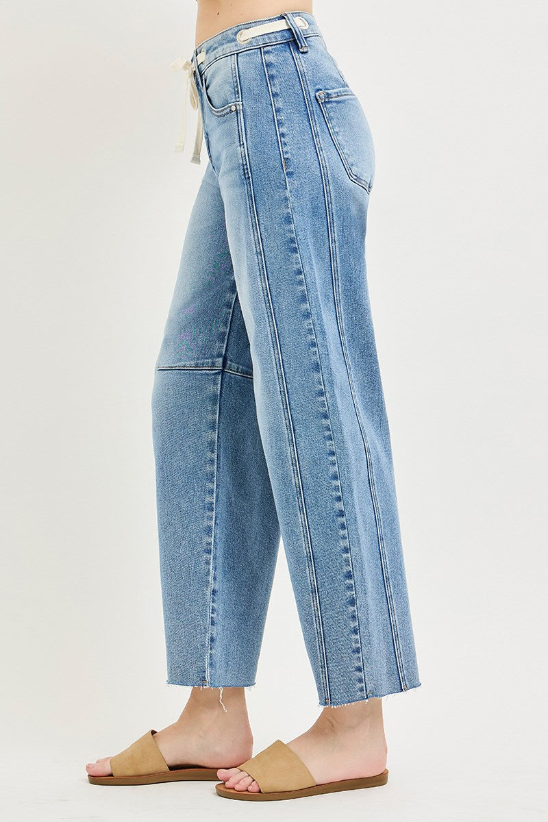 Slouchy Drawstring Barrel Jeans by Risen