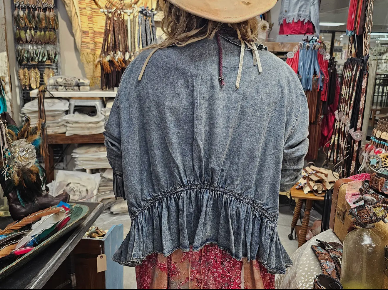 Denim Ruffle One Size Shirt/Jacket