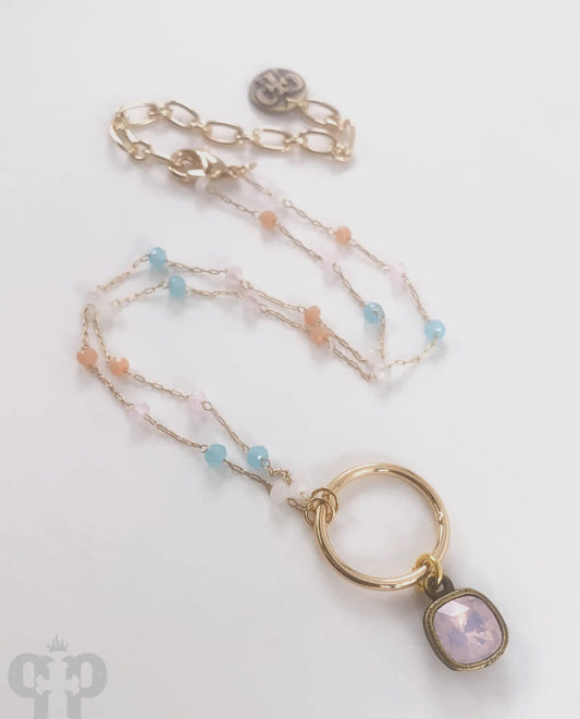 Multi-Color Bead Necklace with Austrian Crystal