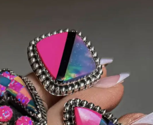 Square Pink Kandy Colored Sterling Ring