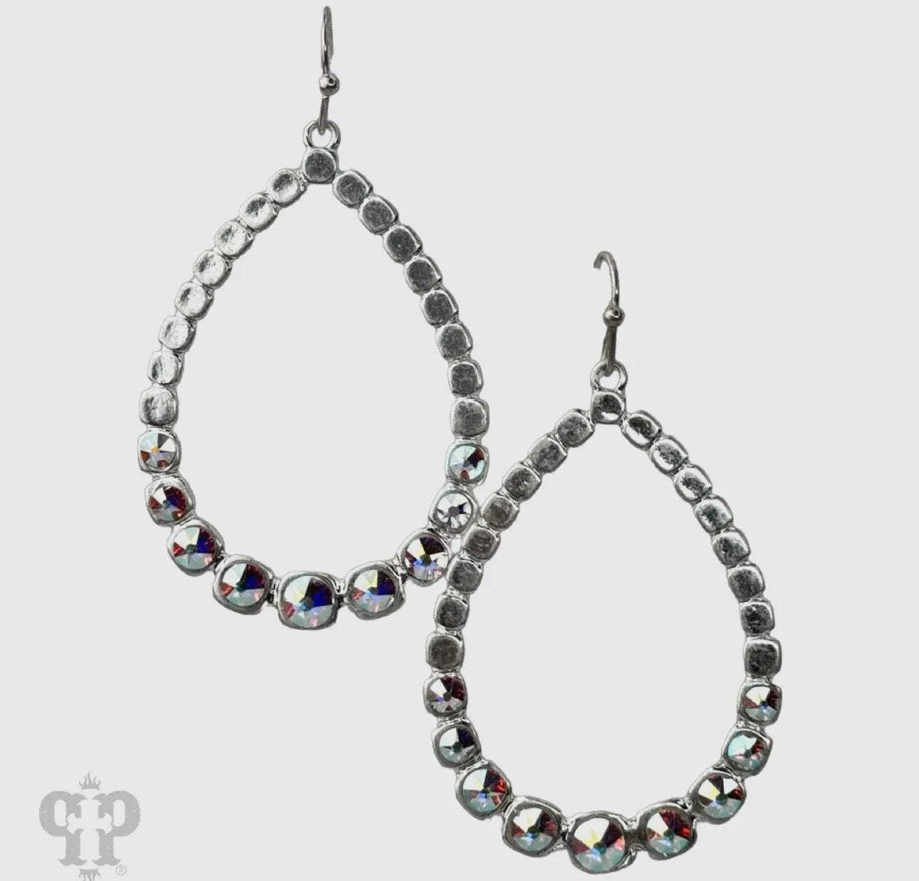 Matte Finish Teardrop Earring,
Austrian Crystals