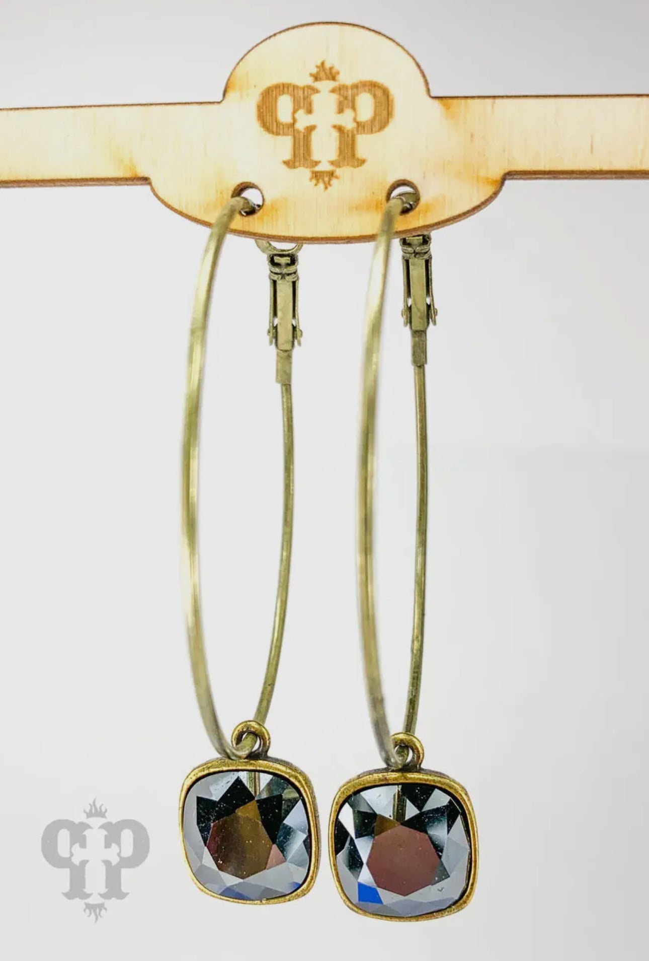 Austrian Square Crystal Hoop
Earring, 12mm