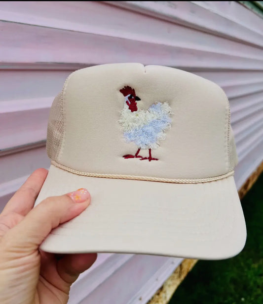 Mother Clucker Fluffy Chicken Embroidered Brown & Tan Otto Hat