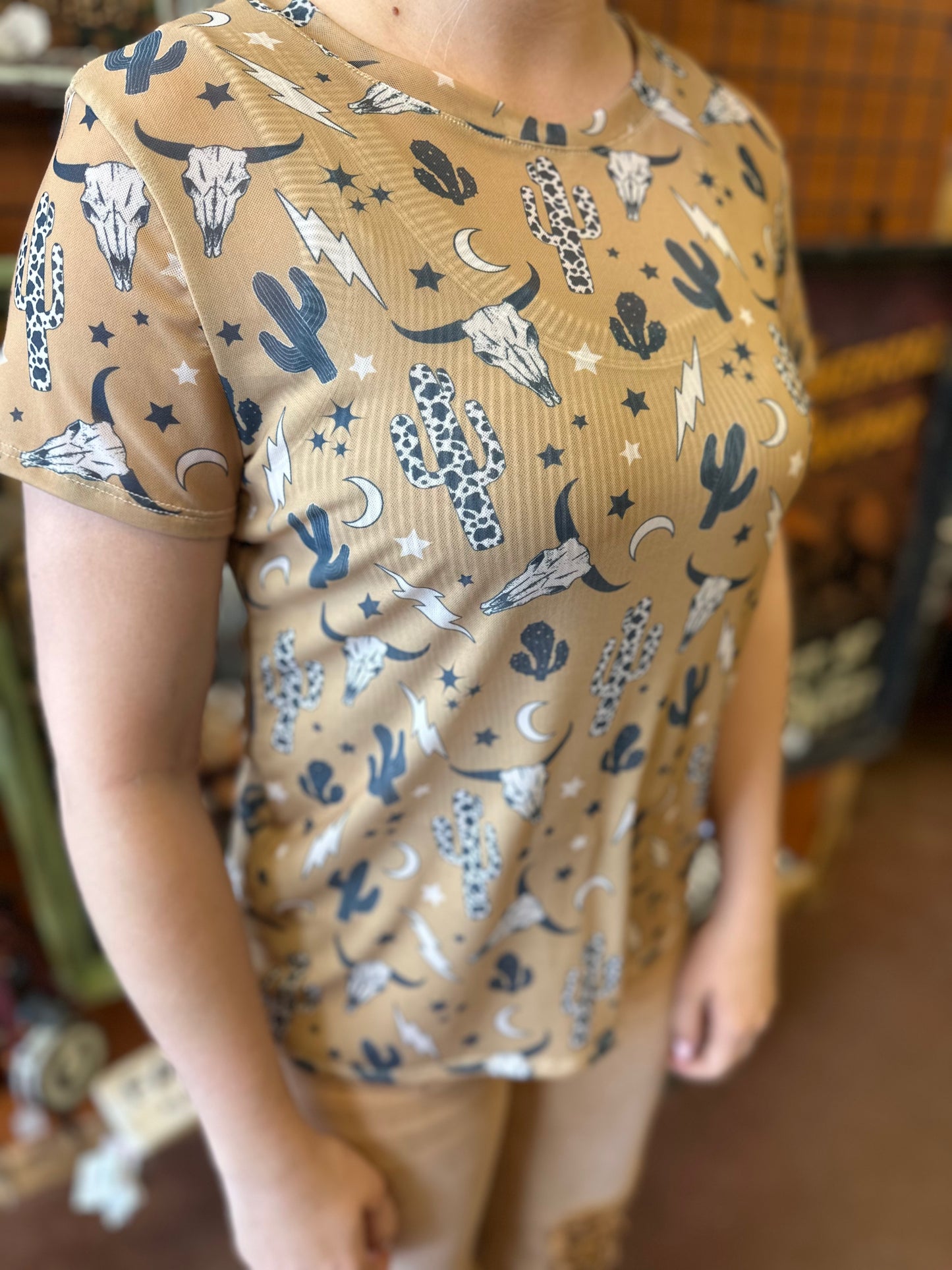 Rodeo Mesh Short Sleeve Tops