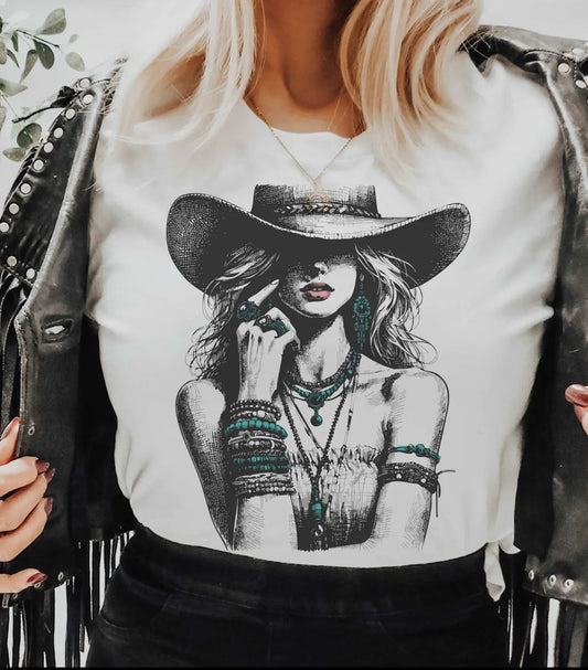 Turquoise Cowgirl Graphic Tee