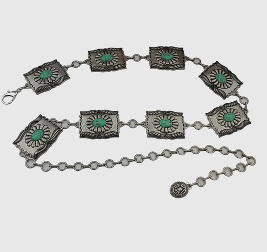 Plus Rectangular Concho Chain Belt