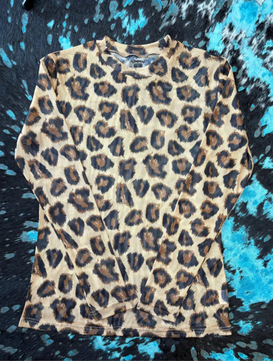 Leopard Mesh Top