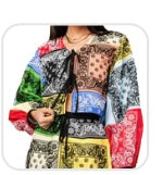 Queen Of Sparkles Multi Colorblock Bandana Cotton Tie Top
