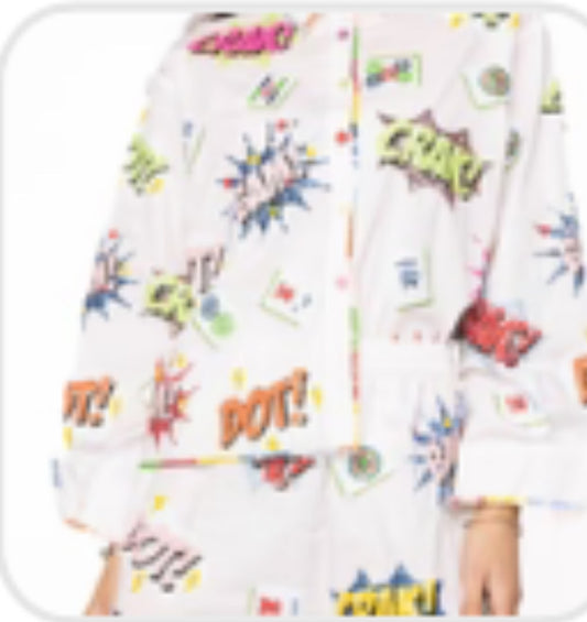 Queen Of Sparkles White Mahjong Icon Rainbow Trim Collared Top
