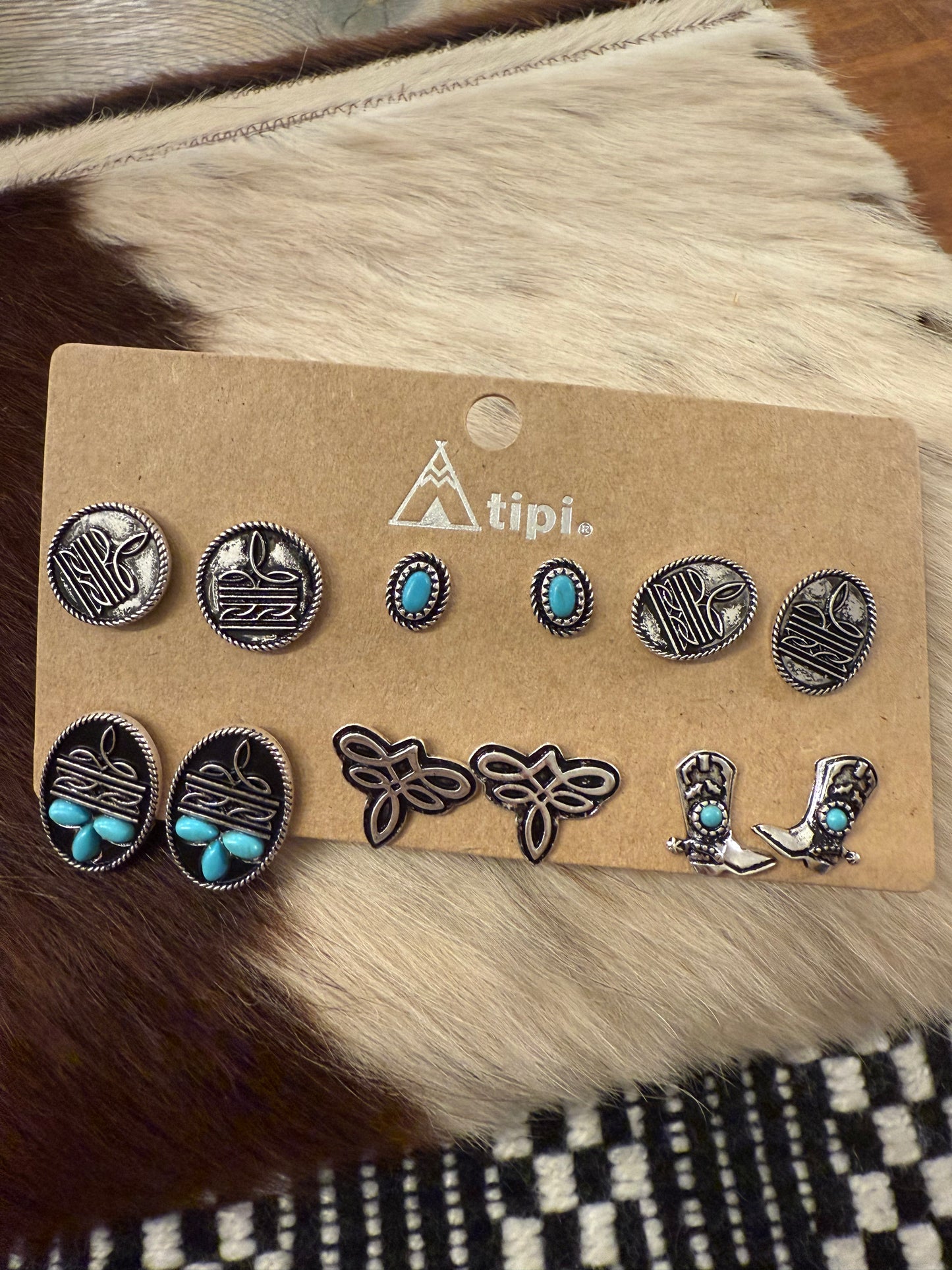 Boot Stitch Card Earrings