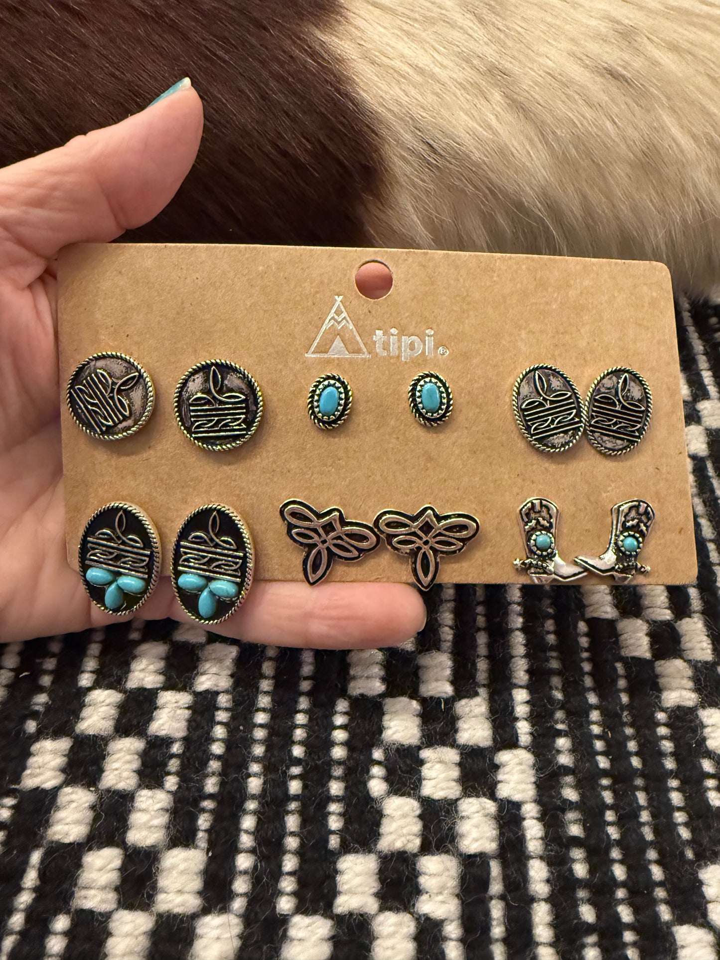 Boot Stitch Card Earrings