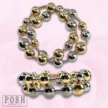 Two Tone Shiny Bead Double Strand Bracelet