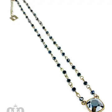 Austrian Square Crystal Linked Bead Necklace, 12mm