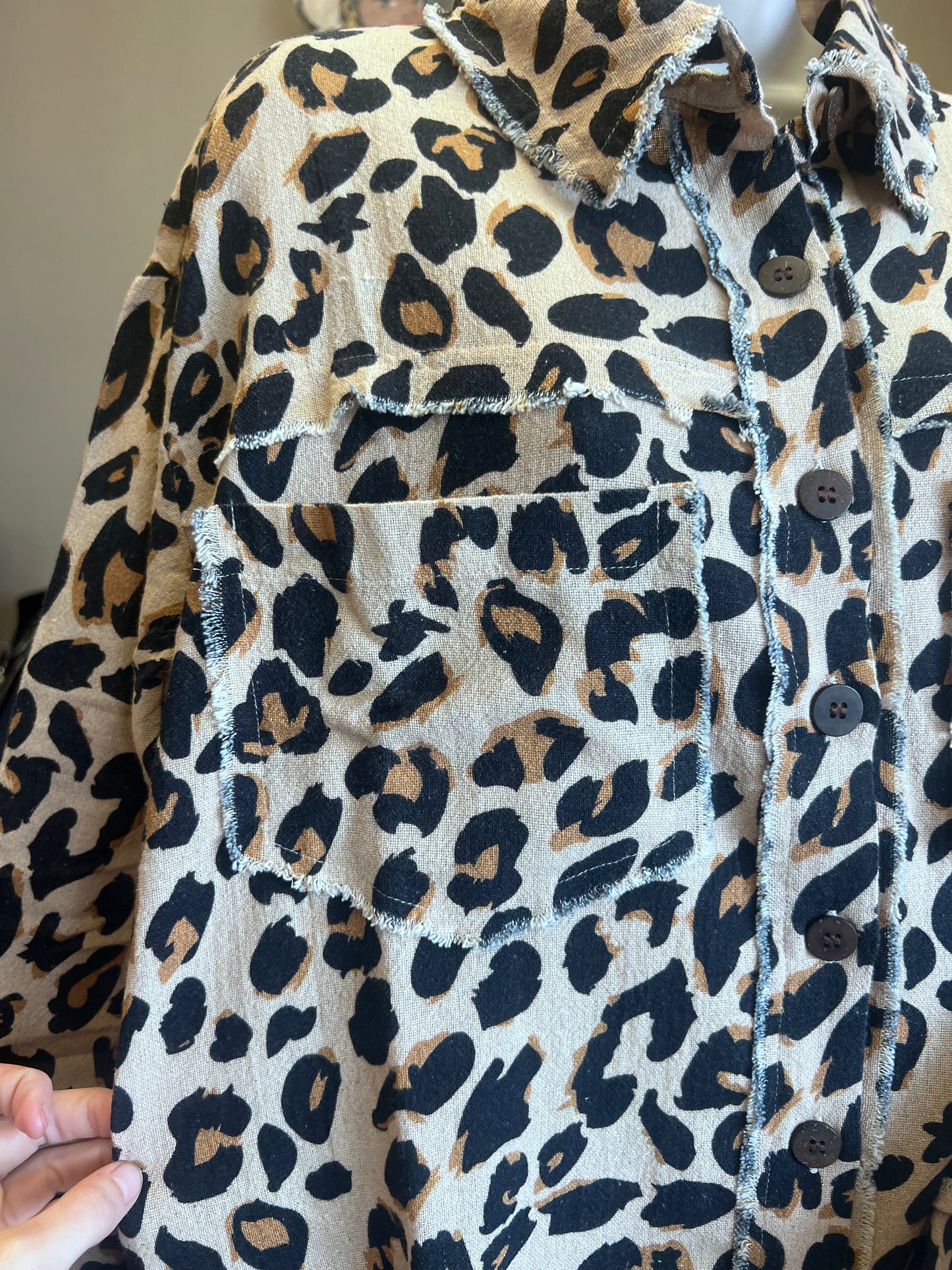 Leopard Shacket with Native American Patch