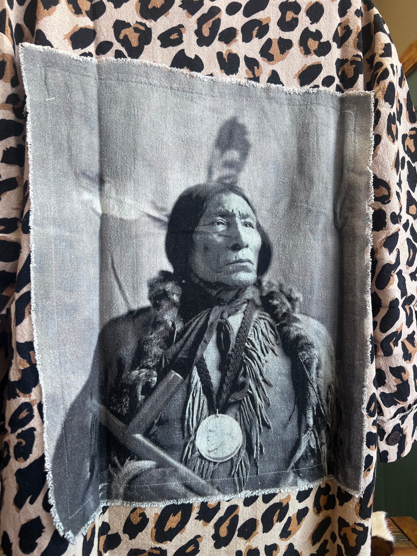 Leopard Shacket with Native American Patch