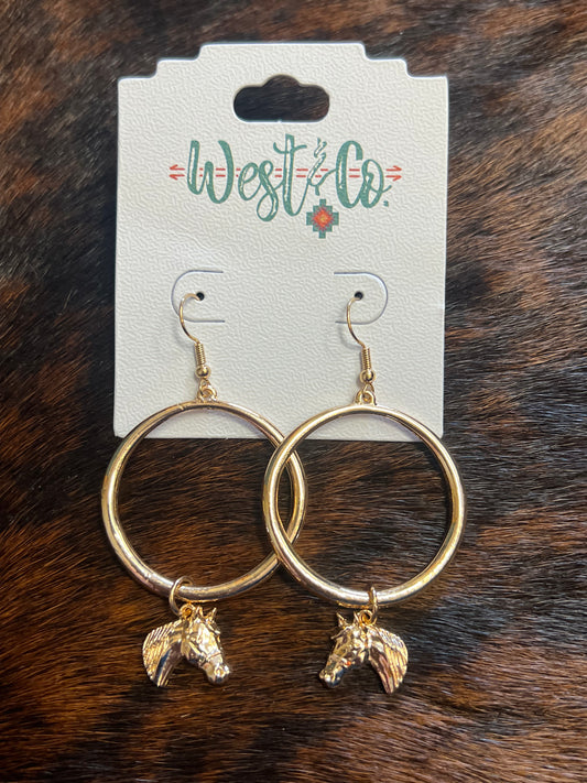 Gold Horse Head Hoops