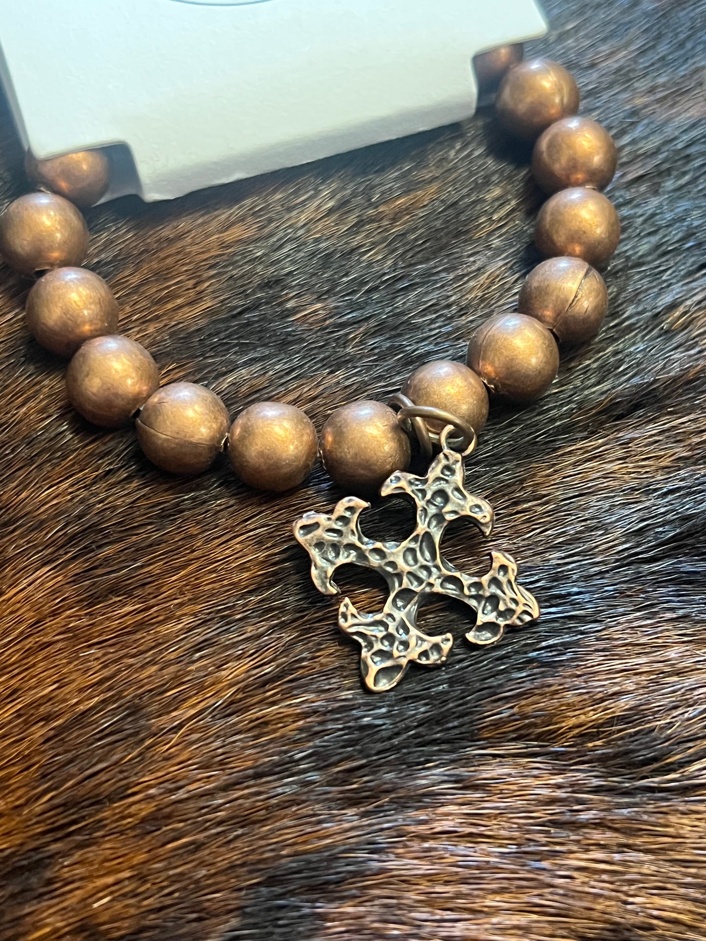 Copper Cross Stretch Bracelet
