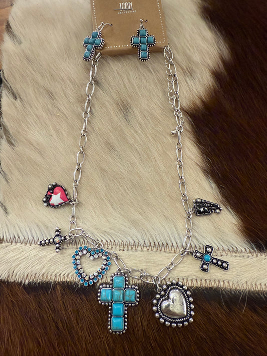 Pink Stars & Spades Necklace Set