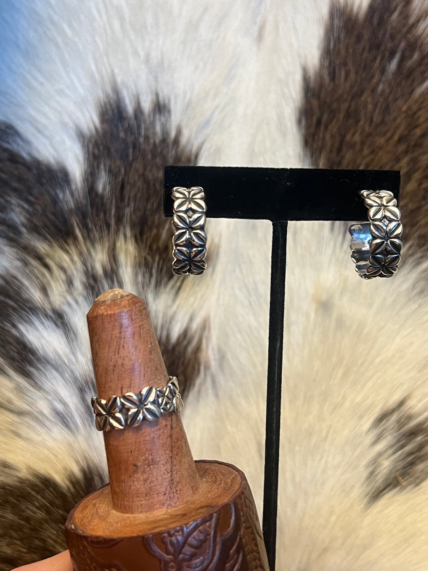 Sterling Silver Coffee Bean Hoops or Ring