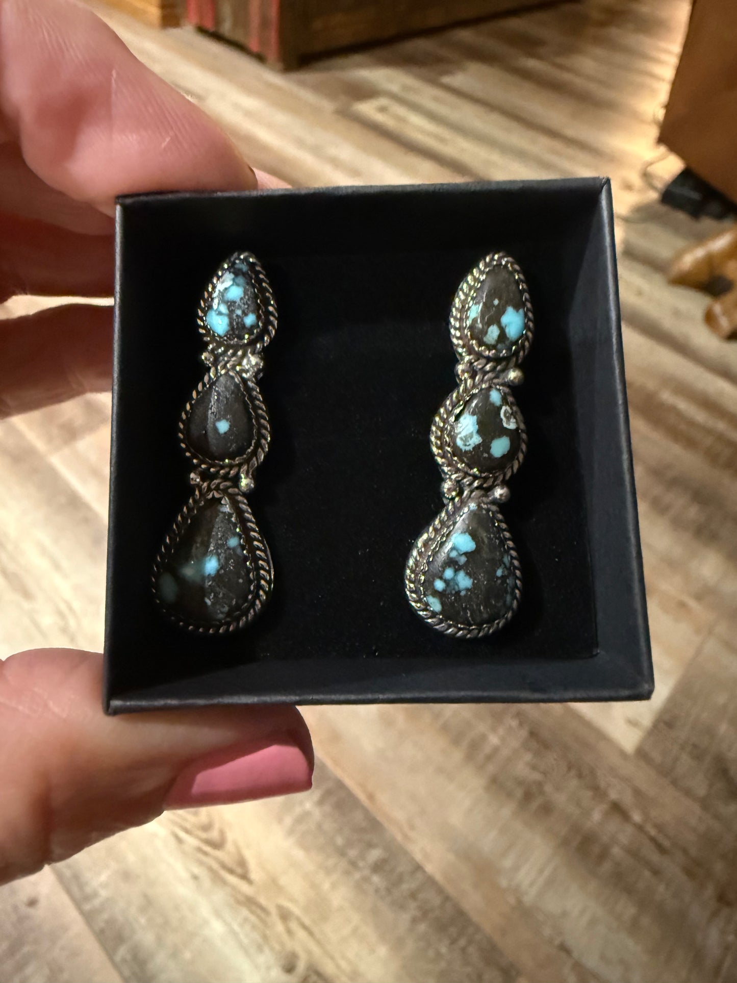 Turquoise Triple Stone Cluster Stud Earrings