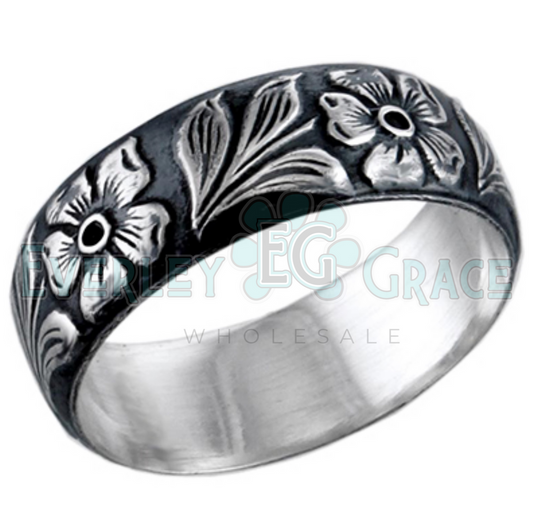 Tooled Flower Ring