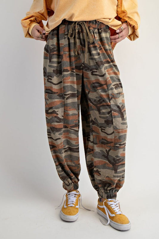 Camo Print Washed Joggers
