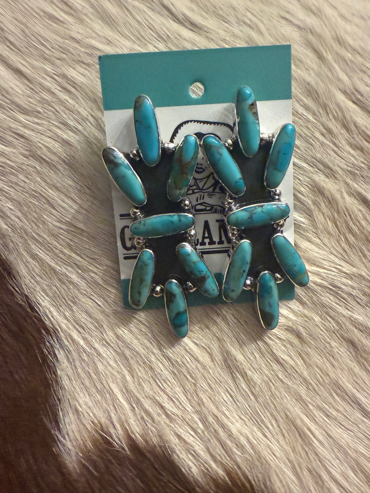 Turquoise Elongated Cluster Post Earrings
