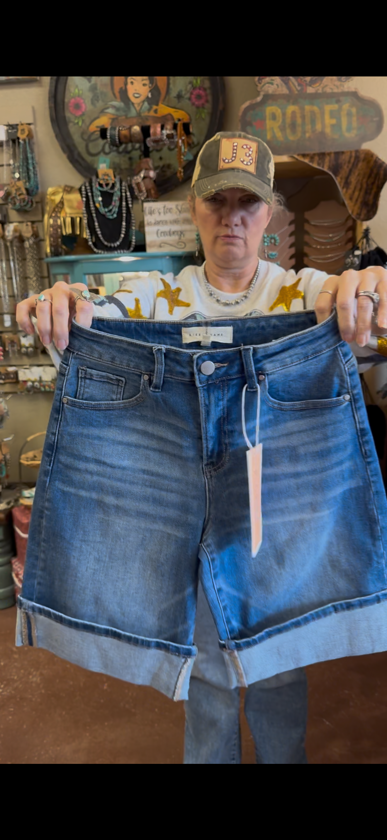 Risen High Rise Mid Length Cuffed Shorts