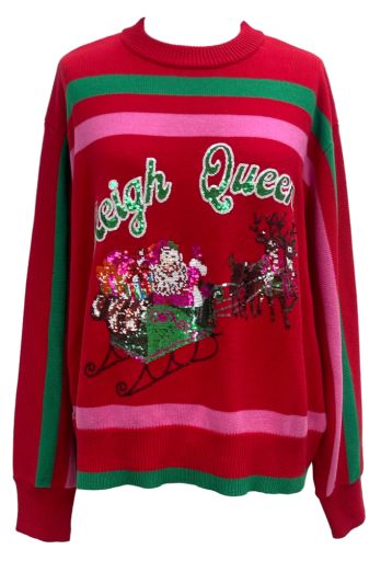 Queen of Sparkles Sleigh Queen Stripe Sweater