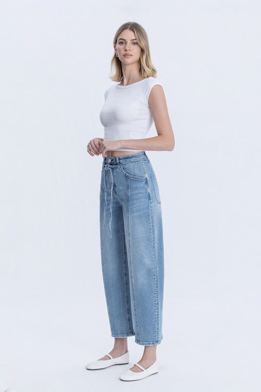 High Rise Wide Barrel With Waist Tie - VERVET by FLYING MONKEY