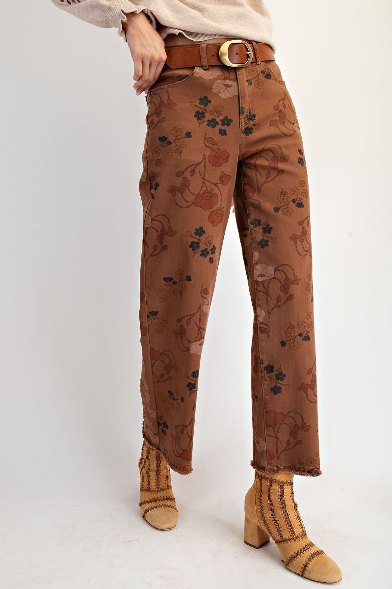 Khaki Floral Pant