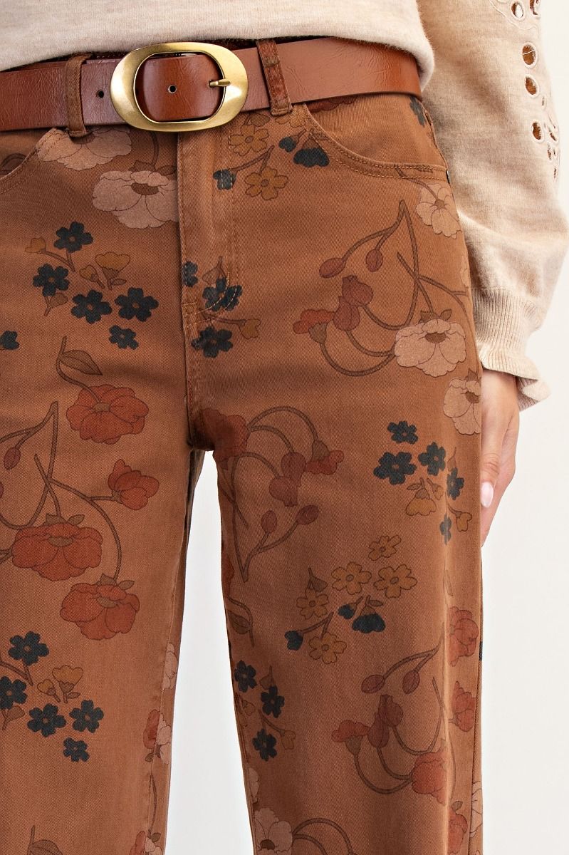 Khaki Floral Pant