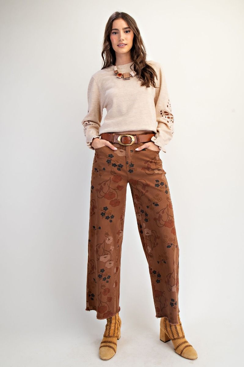 Khaki Floral Pant