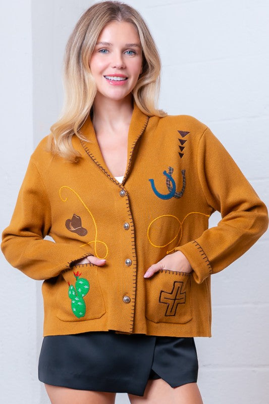 Western Embroidered Cardigan