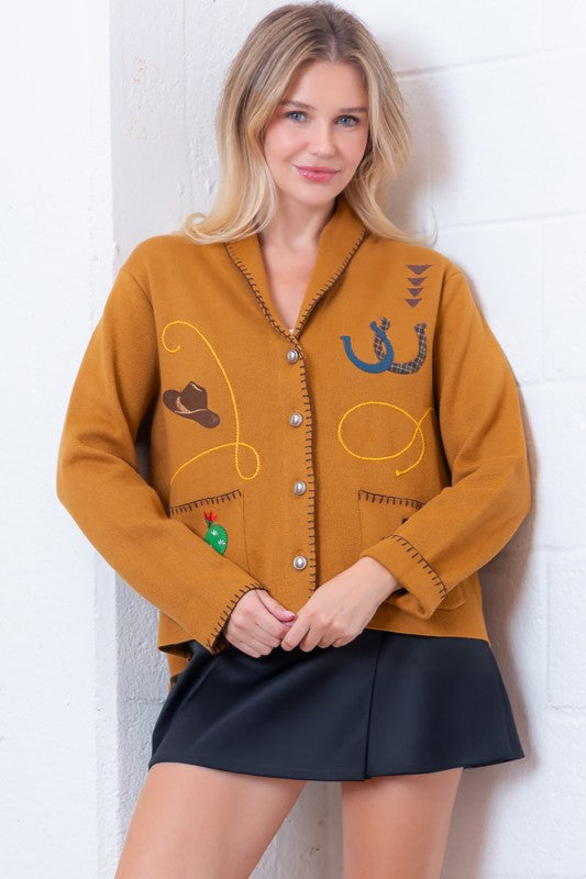 Western Embroidered Cardigan